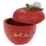 Boite  dents de lait en rsine en forme de pomme rouge