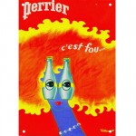 Plaque dcorative mtal carte postale Perrier