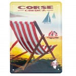 Petite plaque mtallique Corse - Corsica Chaise Longue 21 cm