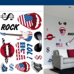 Planche de stickers muraux repositionnables USA