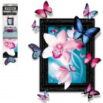 Sticker Trompe l'oeil Papillons et Orchides 50 x 70 cm