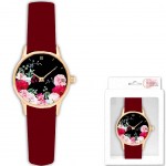 Montre femme fantaisie Florale - Rouge