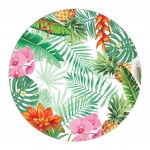 Set de table rond en PVC tiss - Feuilles et Orchides