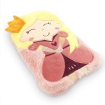 Bouillotte pour enfant princesse en fourrure rose  27 x 16 cm