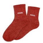 Paire de Chaussettes Pailletes Rouge Femme Fatale