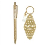 Set cadeau Maman Cool stylo et porte-cl�s paillet�s