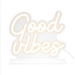 Lampe LED effet n�on Good Vibes blanc chaud USB 18 � 20 cm