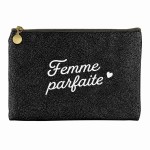 Pochette plate paillet�e � Femme parfaite � 24 � 17 cm