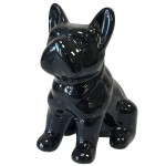 Petite figurine Bulldog en cramique noire