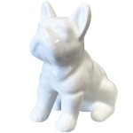 Petite figurine Bulldog en cramique blanche