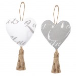 2 Cœurs décoratifs en coton à suspendre 10 cm - Margaret