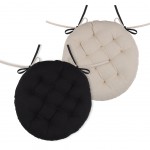 Galette de chaise ronde bicolore Noir et Lin 38 cm