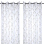 Voilage blanc avec motif argent maldives 260 x 140 cm