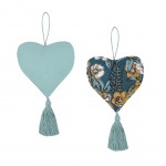 2 Cœurs décoratifs en coton à suspendre 10 cm - Daphné