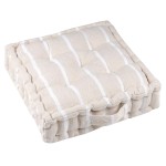 Coussin de sol St Trop beige et blanc