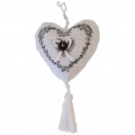 2 Cœurs décoratifs en coton à suspendre 10 cm - Pauline