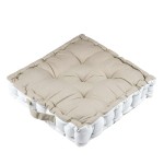 Coussin de sol uni en coton 46 x 46 x 10 cm - cru et Beige