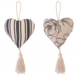 2 Cœurs décoratifs en coton à suspendre 10 cm - Bonnie