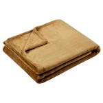 Plaid polaire doudou camel 130 x 160 cm