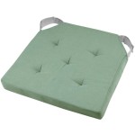 Galette de chaise rversible jade et gris en coton 38 x 38 cm