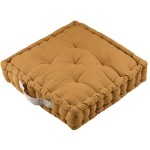 Coussin de sol uni en coton 45 x 45 x 10 cm - curry