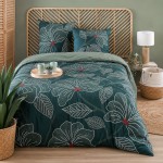 Parure de lit Amarante Vert en Coton Percale 260 x 240 cm