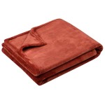 Plaid polaire doudou terracotta 130 x 160 cm