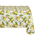 Nappe Imprime Anti-Taches  Motif Citrons sur Fond Blanc
