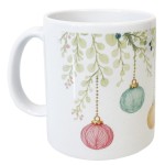 Mug en cramique  Boules de Nol et feuillage  350 ml
