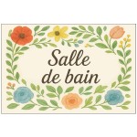 Plaque de Porte florale en Mtal  Salle de Bain