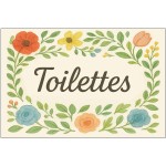 Plaque de Porte florale en Mtal  Toilettes