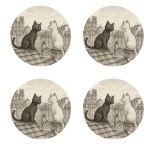 Set de 4 dessous de verres Paris  Chats sur les toits