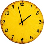 Horloge Ronde en Verre Ananas  29 cm