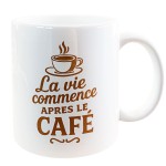 Mug en cramique La vie commence aprs le caf  350 ml
