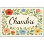 Plaque de Porte florale en Mtal  Chambre