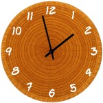 Horloge Ronde en Verre Tranche de Bois  29 cm
