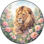 Planche � d�couper ronde en verre Lion et Lionceau 30 cm
