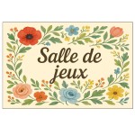 Plaque de Porte Florale en Mtal  Salle de jeux