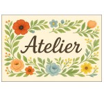 Plaque de Porte florale en Mtal  Atelier