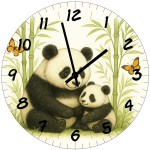 Horloge murale en verre � Panda et B�b� Panda