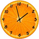 Horloge Ronde en Verre Orange 29 cm