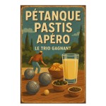 Plaque m�tal P�tanque Pastis Ap�ro le trio gagnant