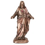 Petite statue du Sacr�-C�ur de J�sus en bronze coul� � froid
