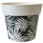 Cache Pot en Fibre de Bambou - Noir et Beige - 15.5 cm