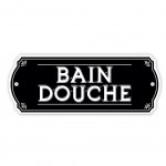 Plaque de porte - Bain Douche - en relief et métal noir et blanc