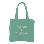 Sac cabas Petit bazar de maman bleu-vert en gaz de coton