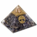 Pyramide Orgonite en Agate Bleue avec Arbre de Vie