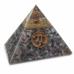 Pyramide Orgonite en Agate Bleue avec symbole AUM