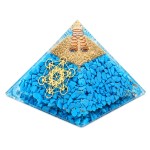 Pyramide Orgonite en Turquoise Synth�tique avec Cube de M�tatron