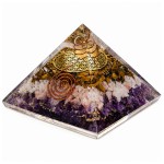 Pyramide Orgonite Fleur de Vie en r�sine et pierres naturelle